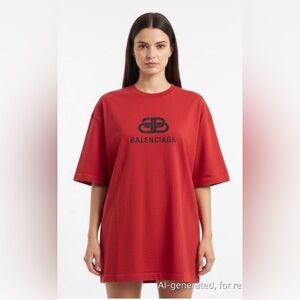 Balenciaga Red T-Shirt with Black Logo